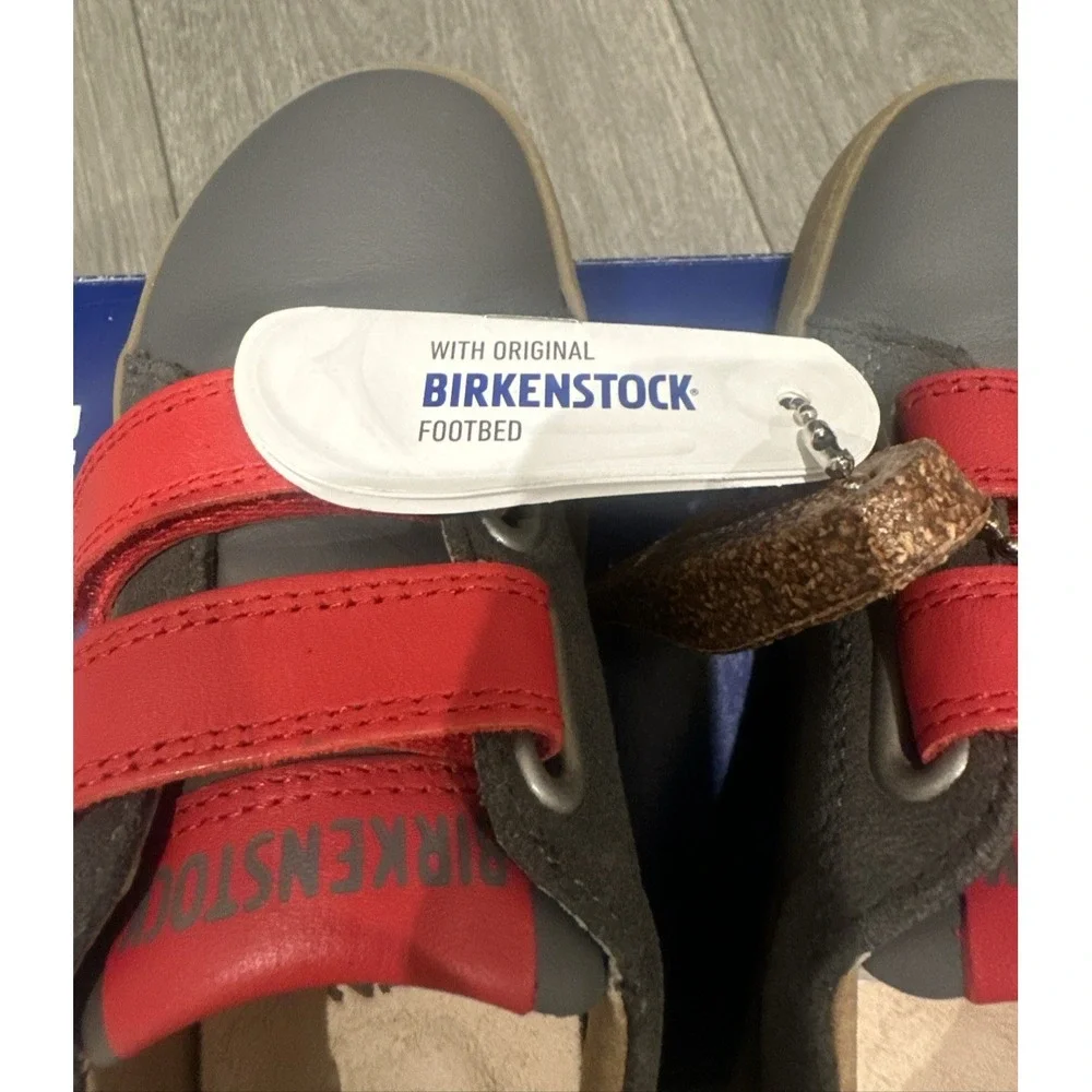Birkenstock Kids Unisex EU29 K11 Regular Arran Hook & Loop Leather Sneaker Grey